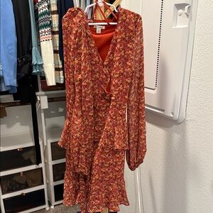 Miami Brown V-Neck Bell Sleeve Mini Dress